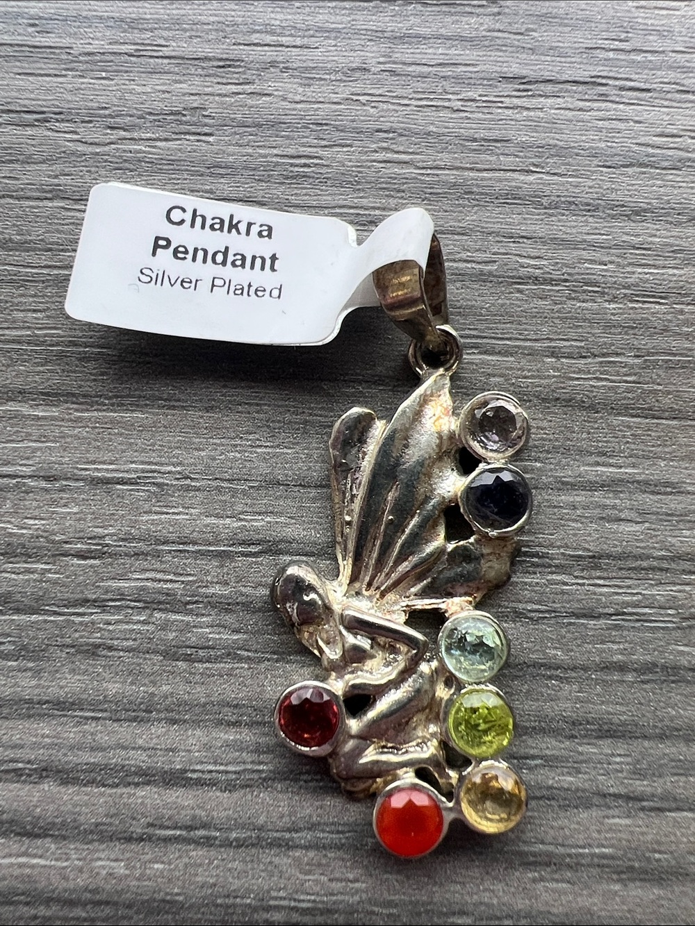 Silver-Plated Fairy Pendant with Multicolor Gemstones